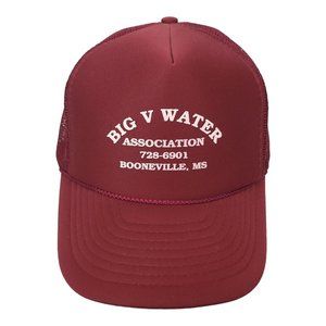 Big V Water Rope Braid Mesh Snapback Cap Trucker Foam Baseball Maroon Hat Nissin